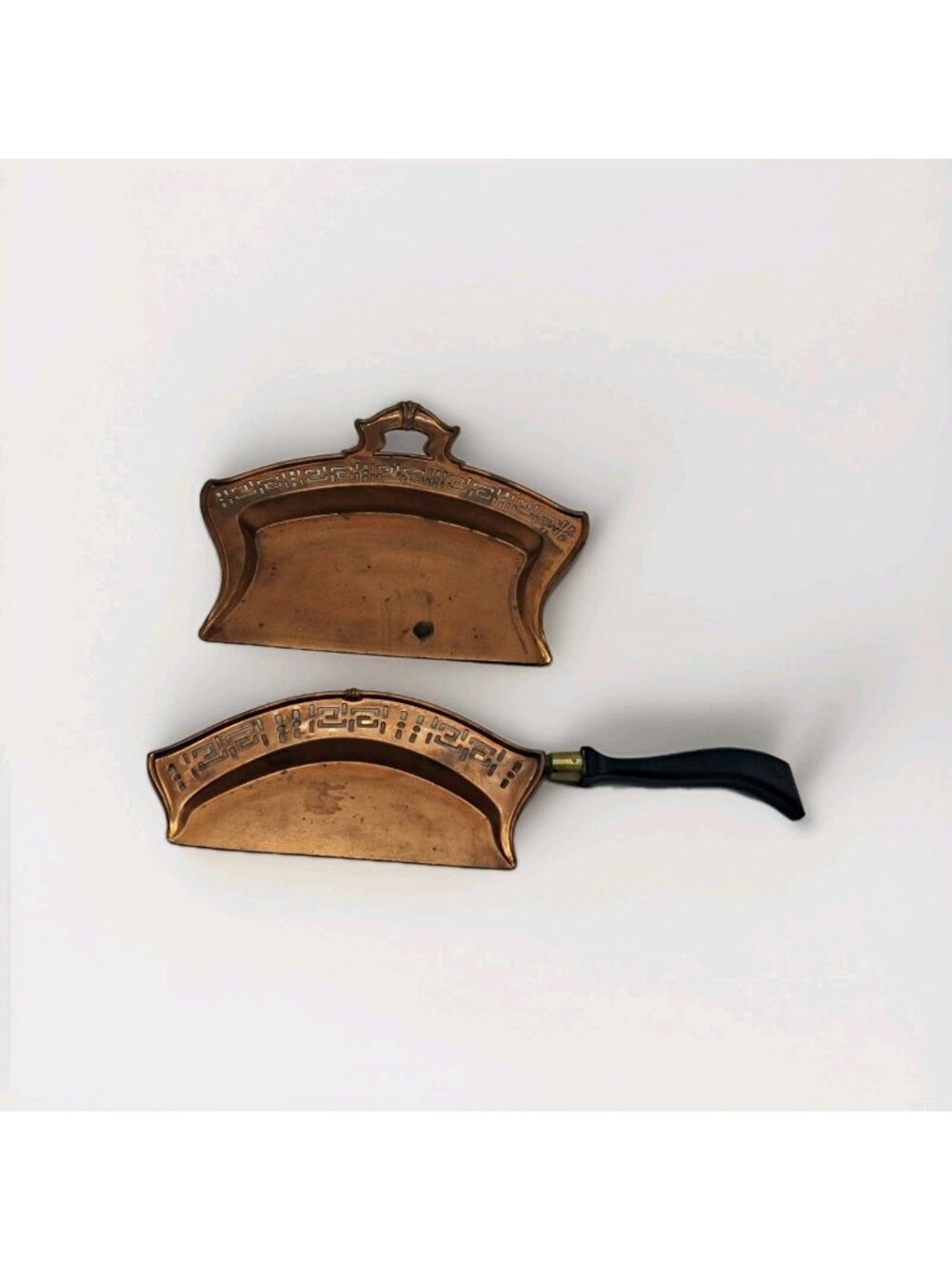 2 Vtg COPPER Butler Dust Pan Crumb,  Manning Bowman Quality, Meriden CT, USA